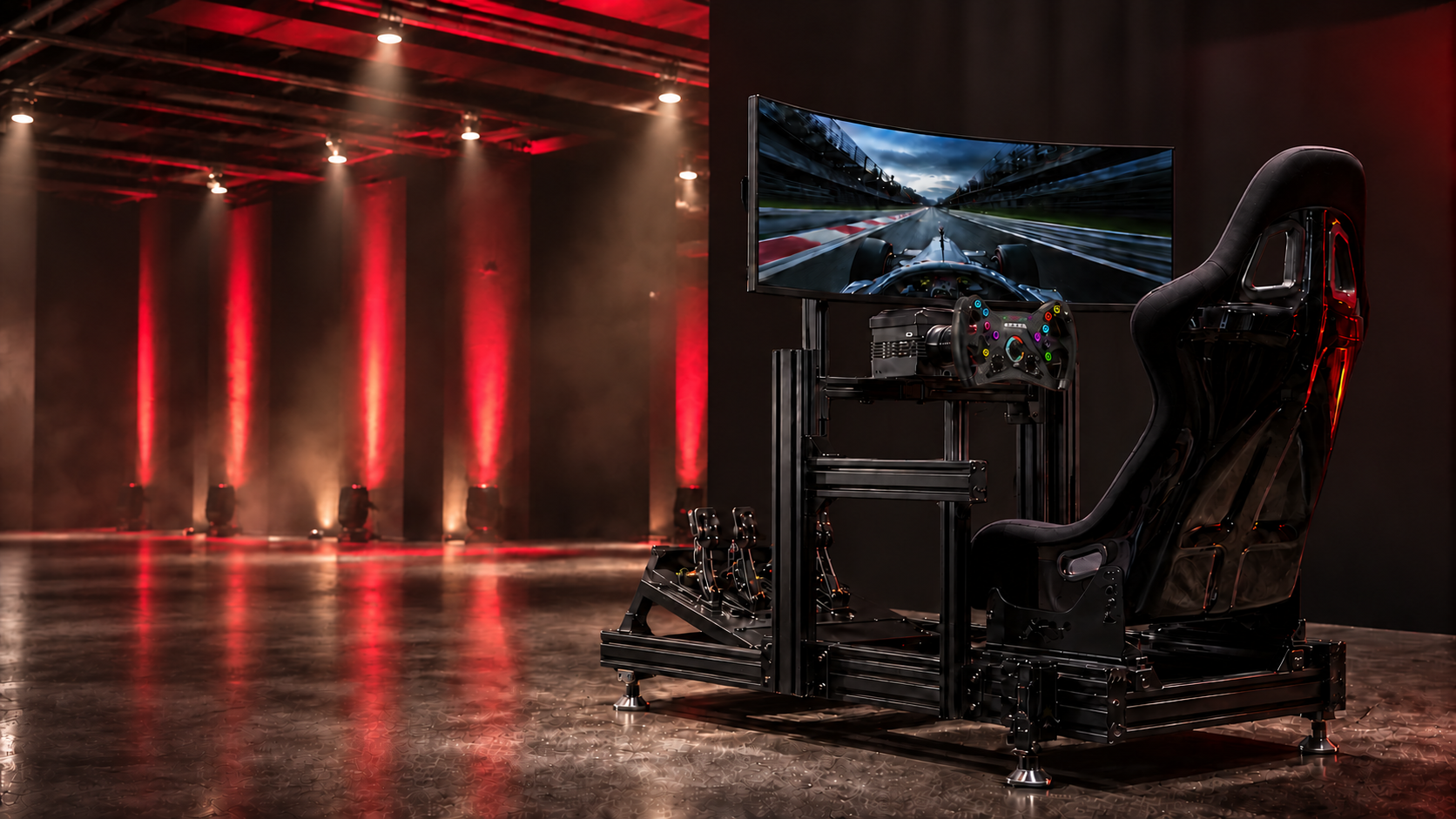 Formula-style simulator at a premium event