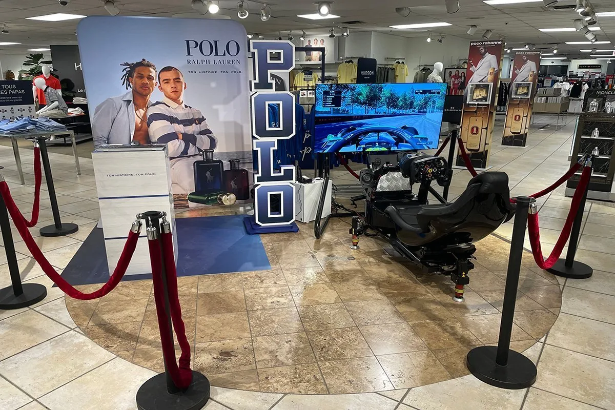 Formula simulator featured at the Polo Ralph Lauren activation